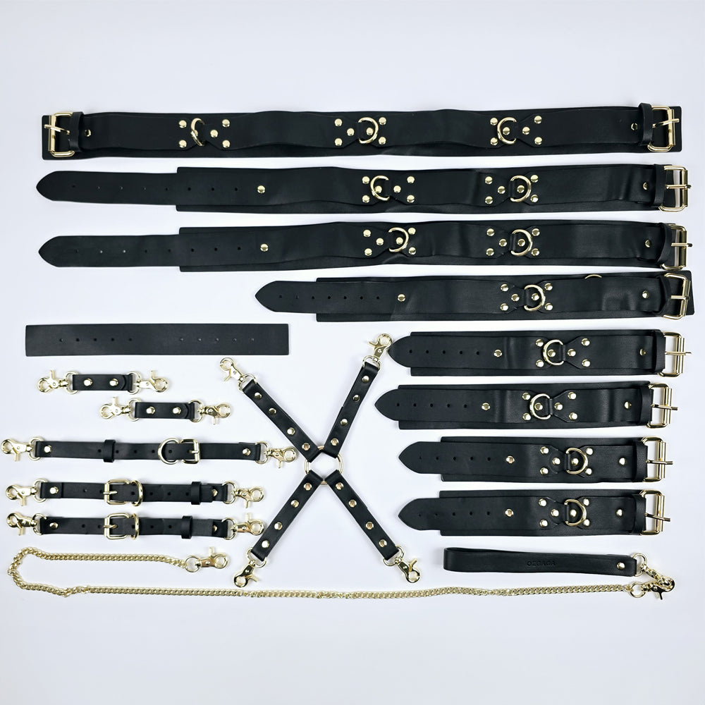 Deluxe Vegan Leather Bondage & Restraint Set Black