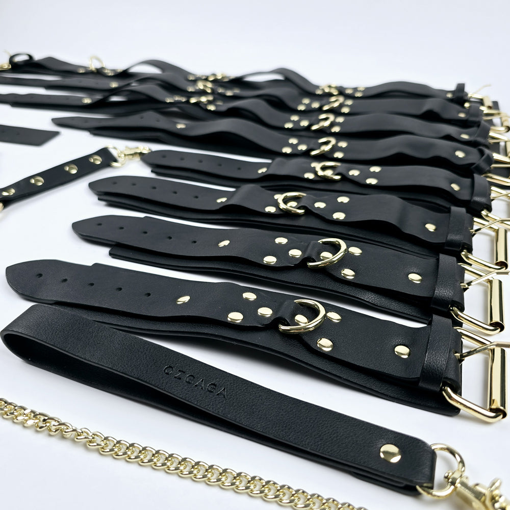 Deluxe Vegan Leather Bondage & Restraint Set Black