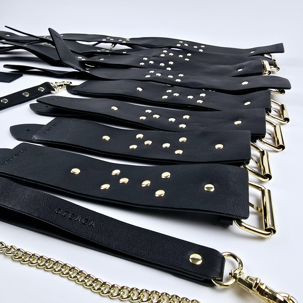 Deluxe Vegan Leather Bondage & Restraint Set Black