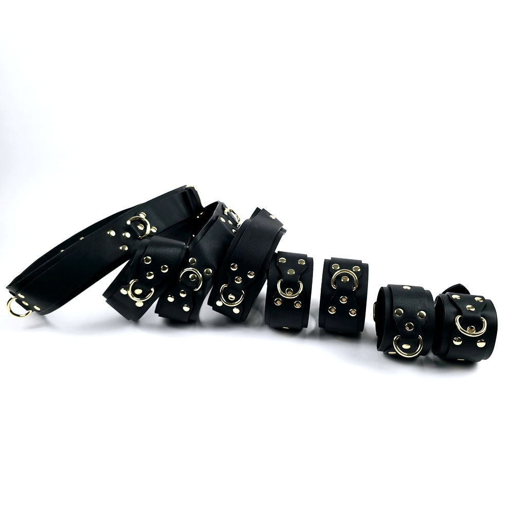 Deluxe Vegan Leather Bondage & Restraint Set Black