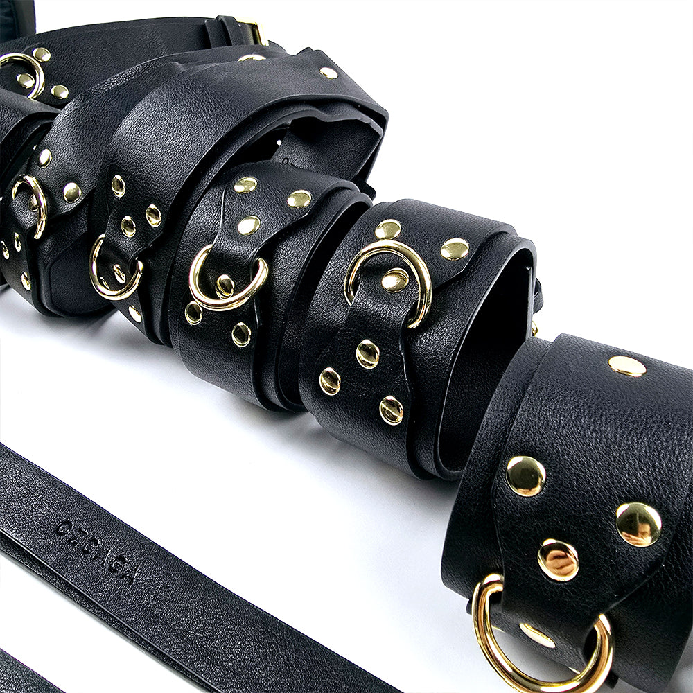 Deluxe Vegan Leather Bondage & Restraint Set Black