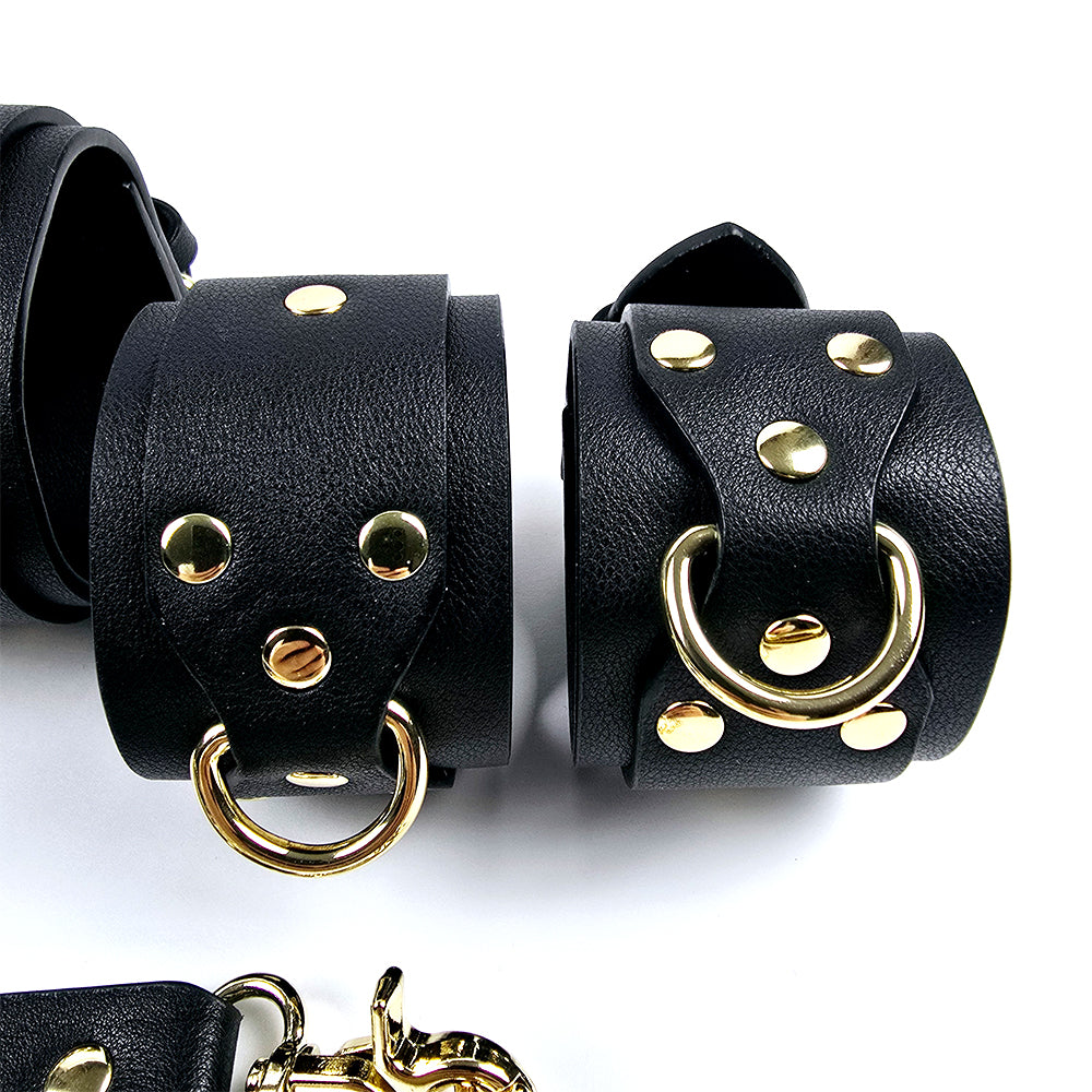 Deluxe Vegan Leather Bondage & Restraint Set Black