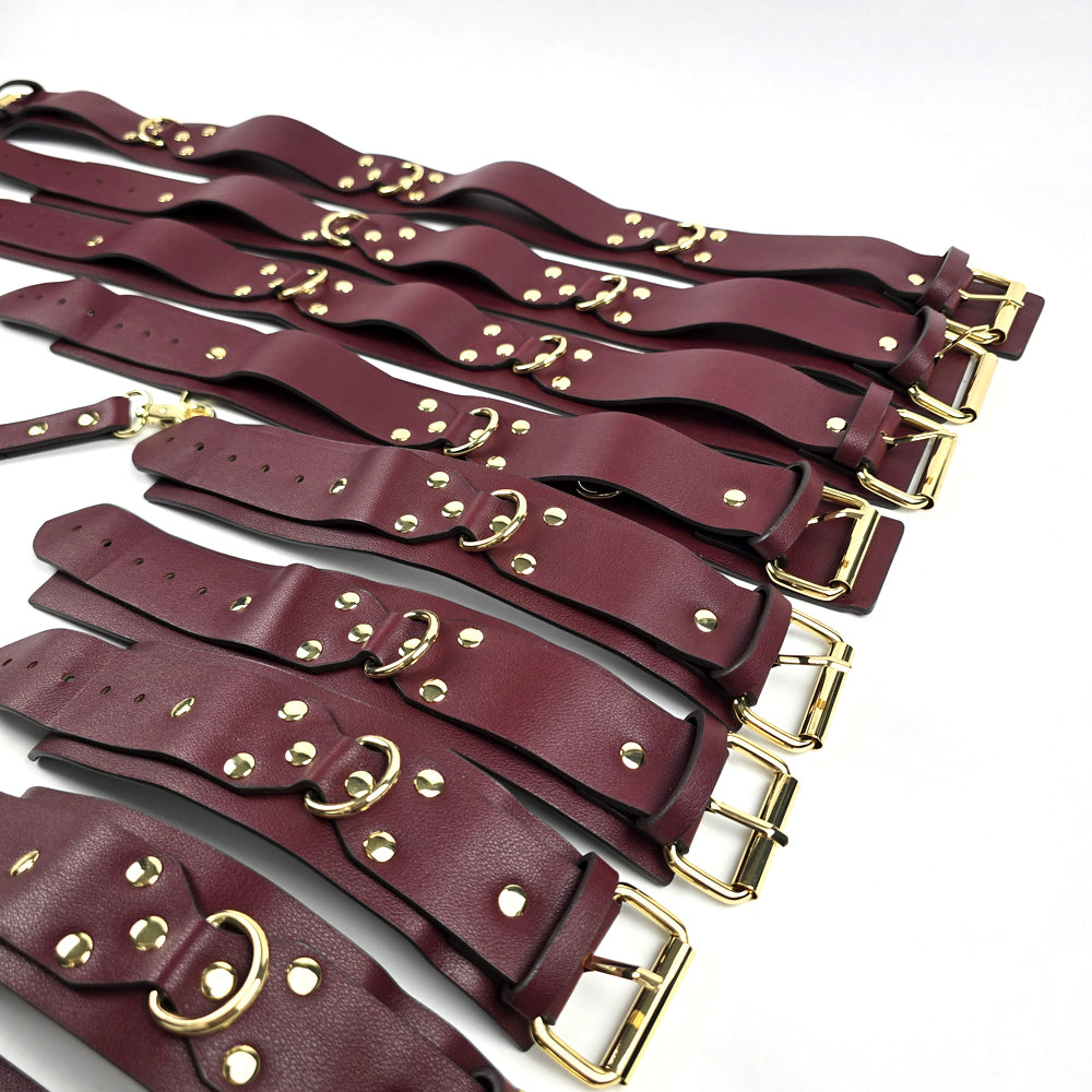 Deluxe Vegan Leather Bondage & Restraint Set Burgundy