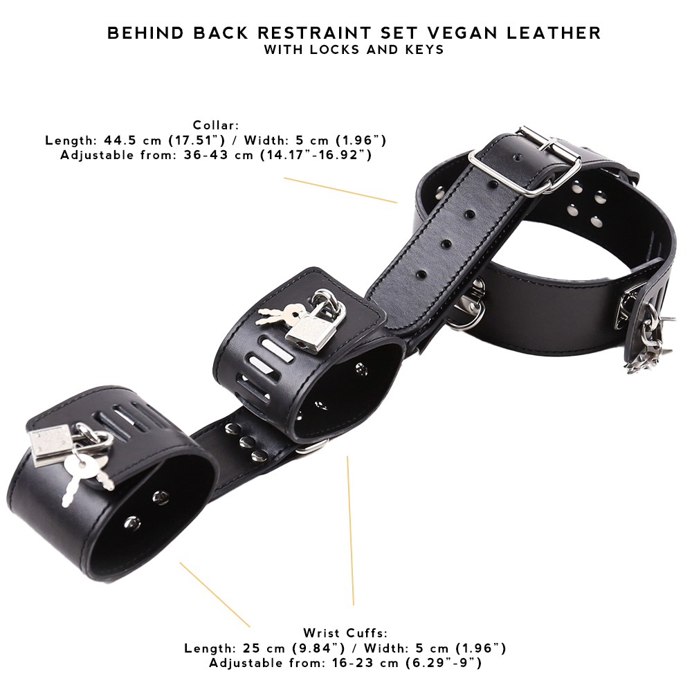 Behind Back Restraint Set Vegan Leather with Locks