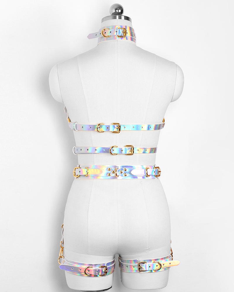 MISSFUN® Vegan Leather Body Harness with Belt & Thigh Garters (Aurora)