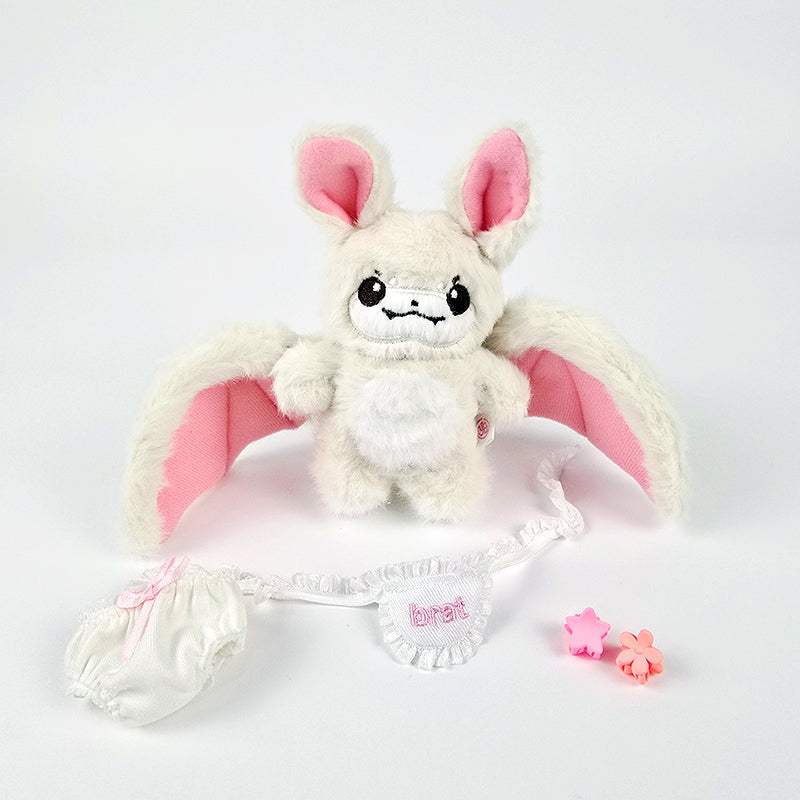 Bratty Bat Mini and Bratty Brat Mini Plushie with Keychain and Dress-Up Accessories
