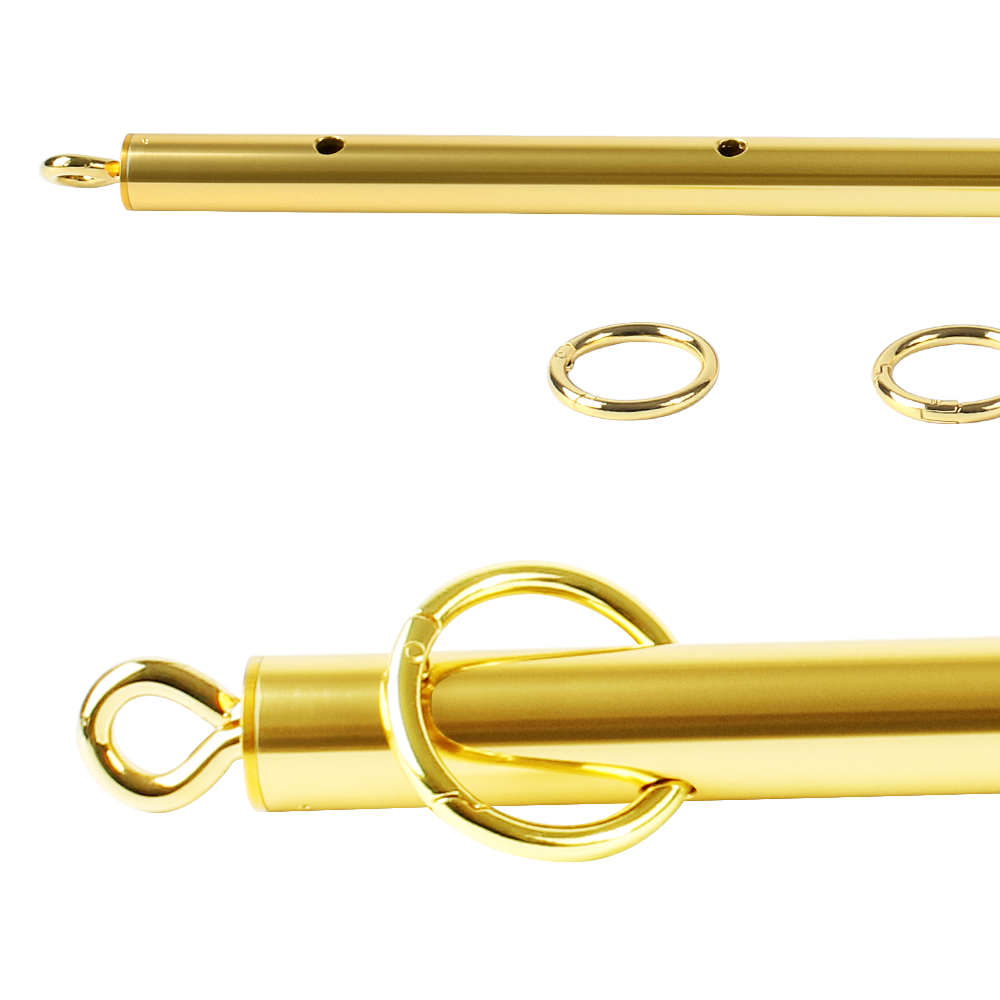 Luxury BDSM Stainless Steel Spreader Bar Set with black and gold wrist and ankle cuffs, designed for secure and comfortable restraint.