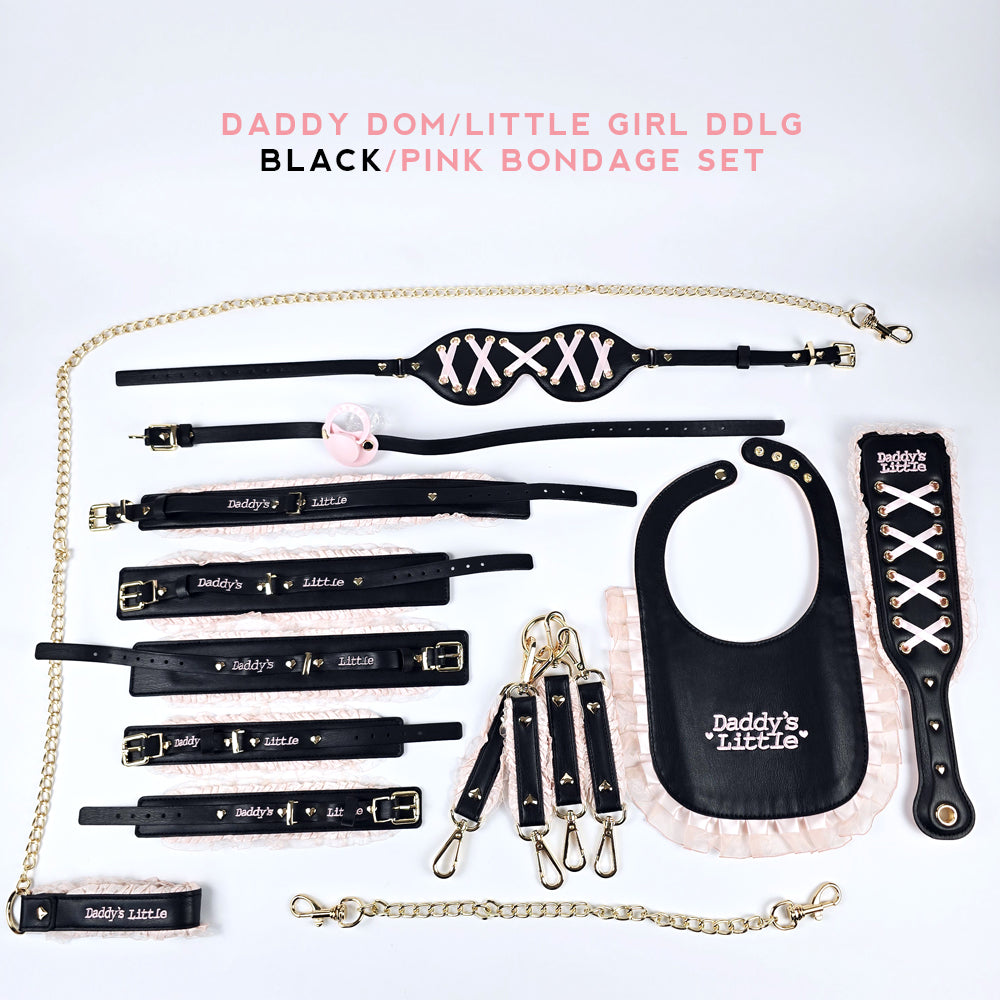 Daddy Dom/Little Girl DDLG Black Pink Bondage Set