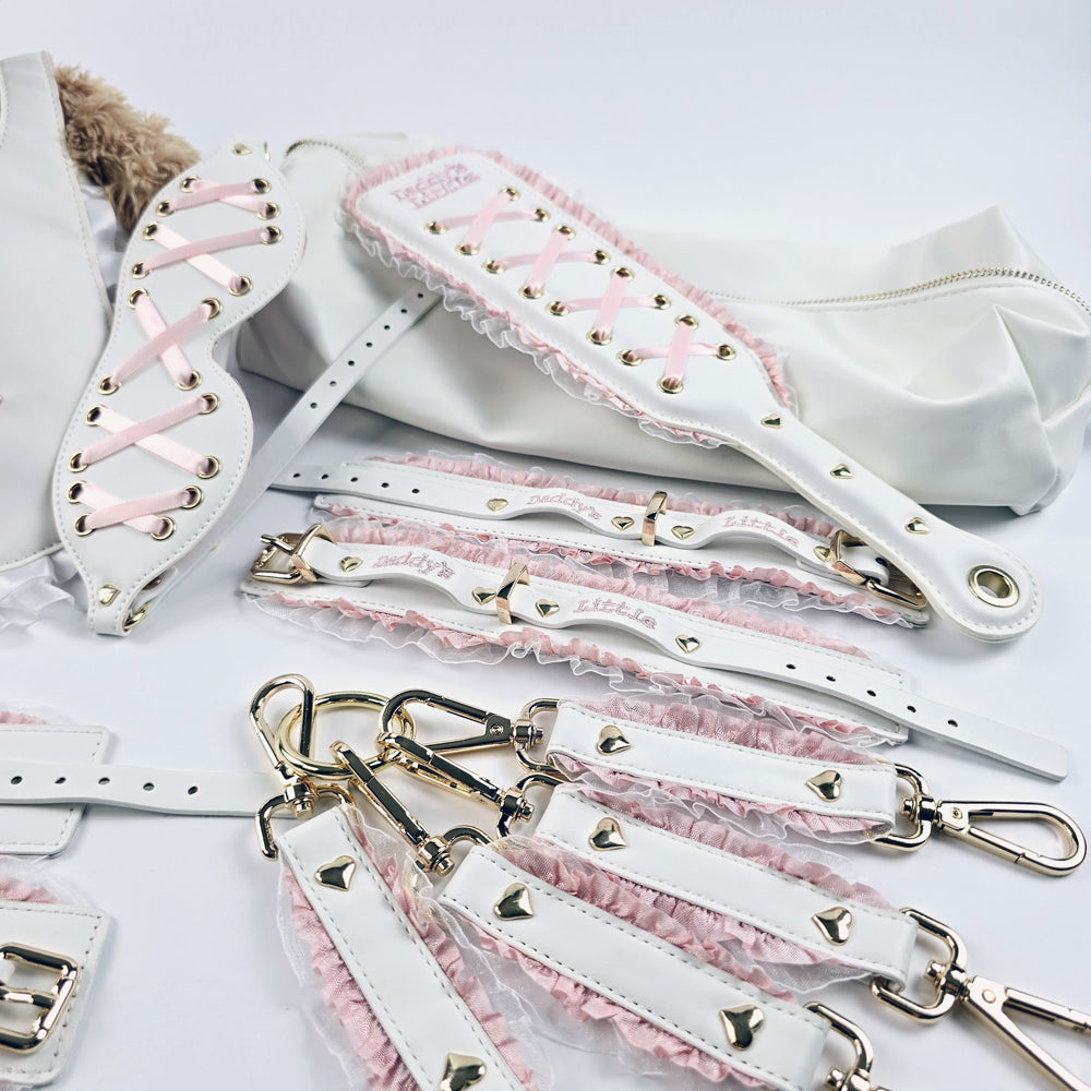 Daddy Dom/Little Girl DDLG White Pink Bondage Set