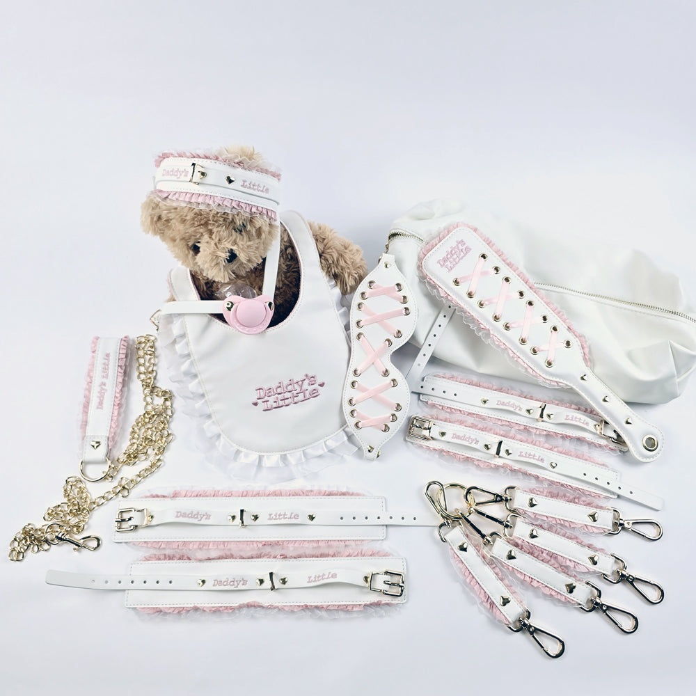 Daddy Dom/Little Girl DDLG White Pink Bondage Set