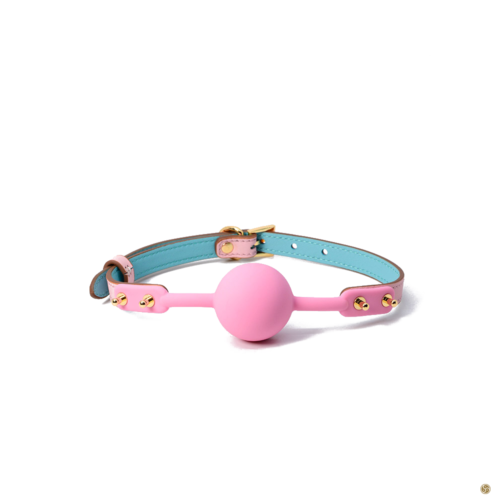 BDSM Solid Silicone Ball Gag with Genuine Leather Buckle Strap