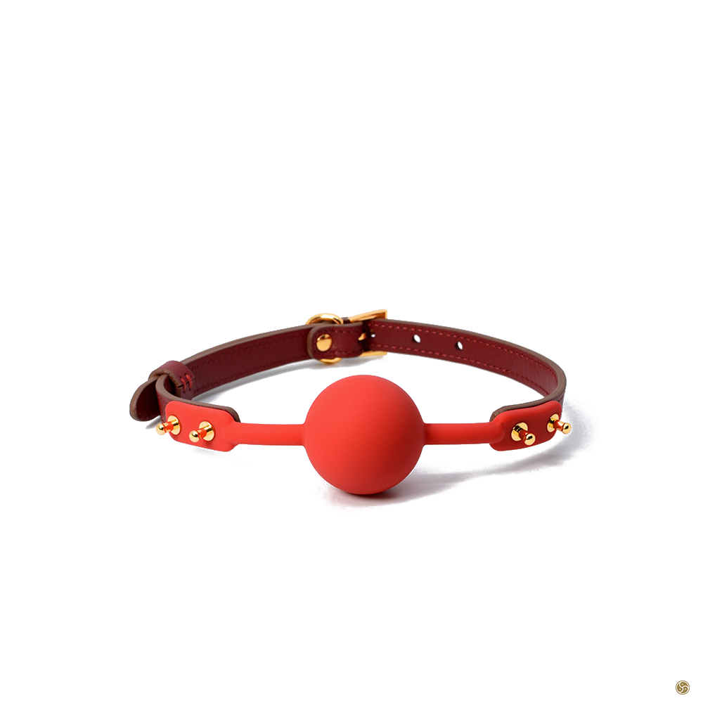 BDSM Solid Silicone Ball Gag with Genuine Leather Buckle Strap
