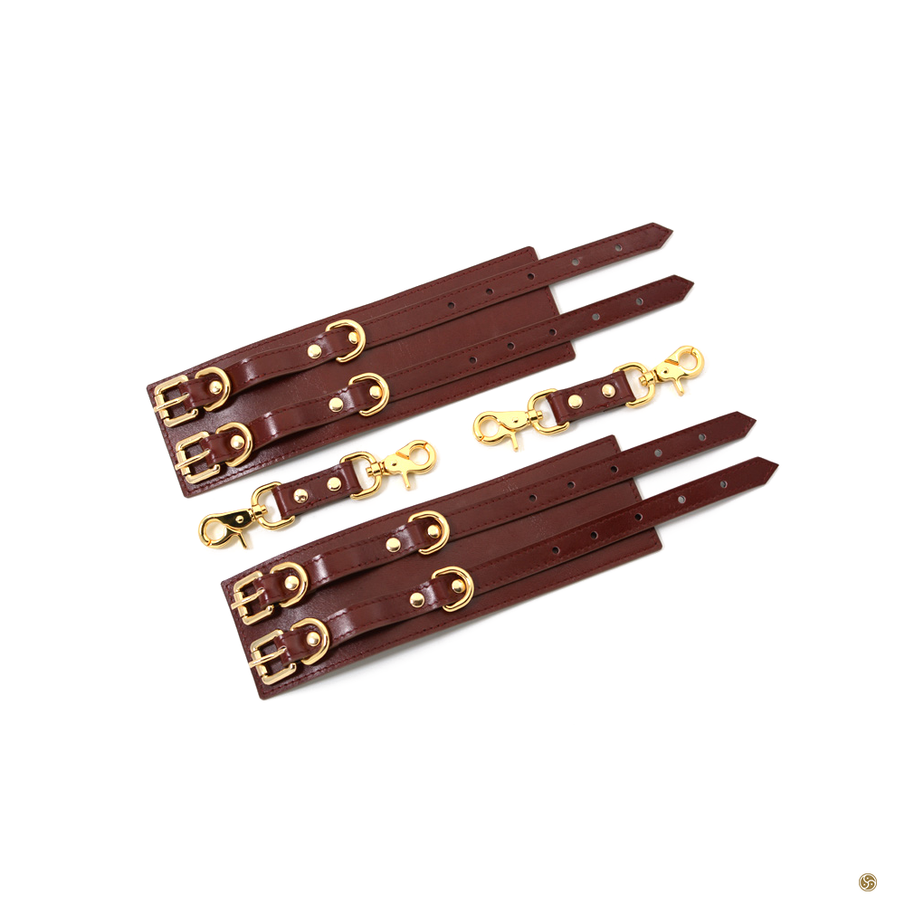 Luxury Double Buckle Genuine Leather Wrist Cuffs