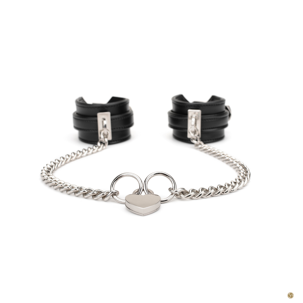 Wrist Handcuffs with Heart Lock Chain