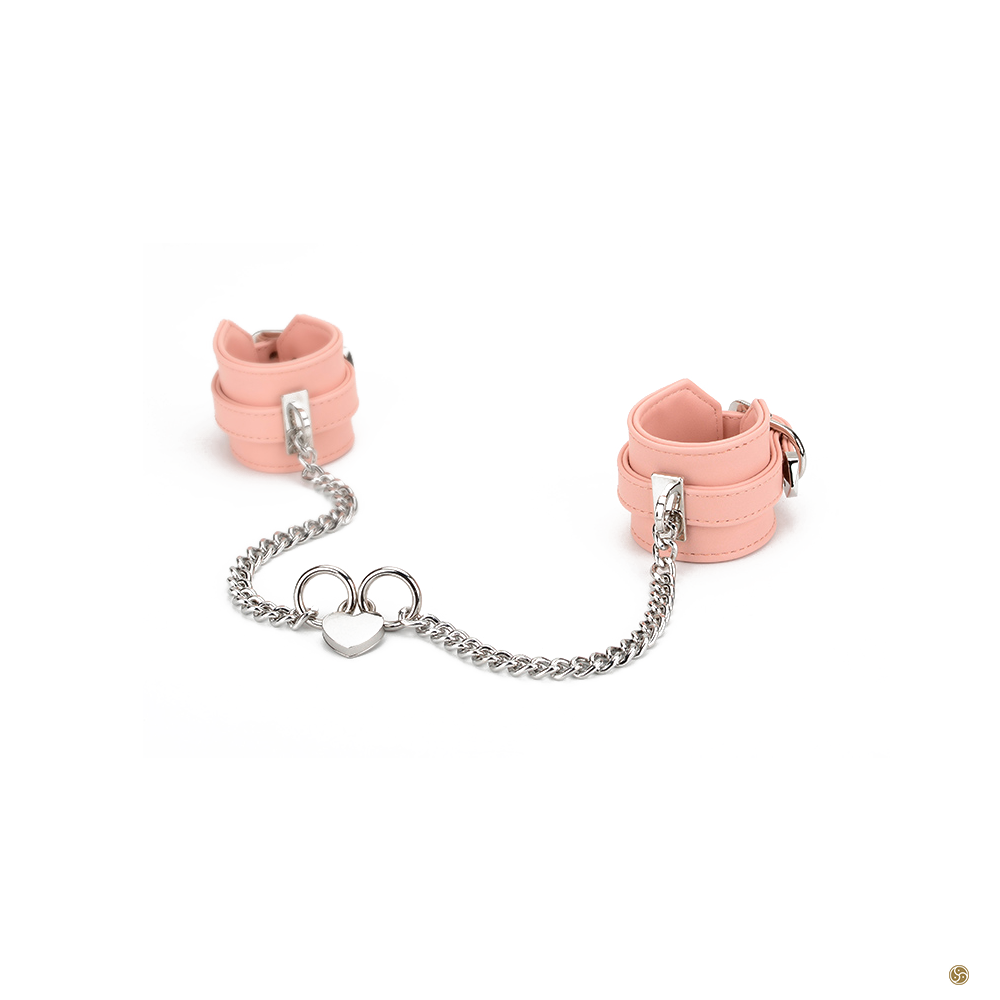 Wrist Handcuffs with Heart Lock Chain