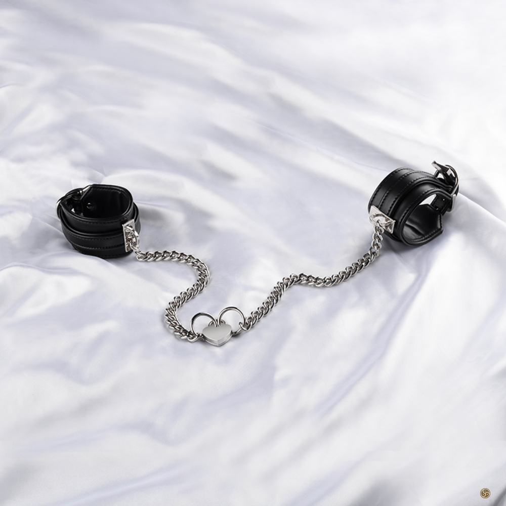 Wrist Handcuffs with Heart Lock Chain