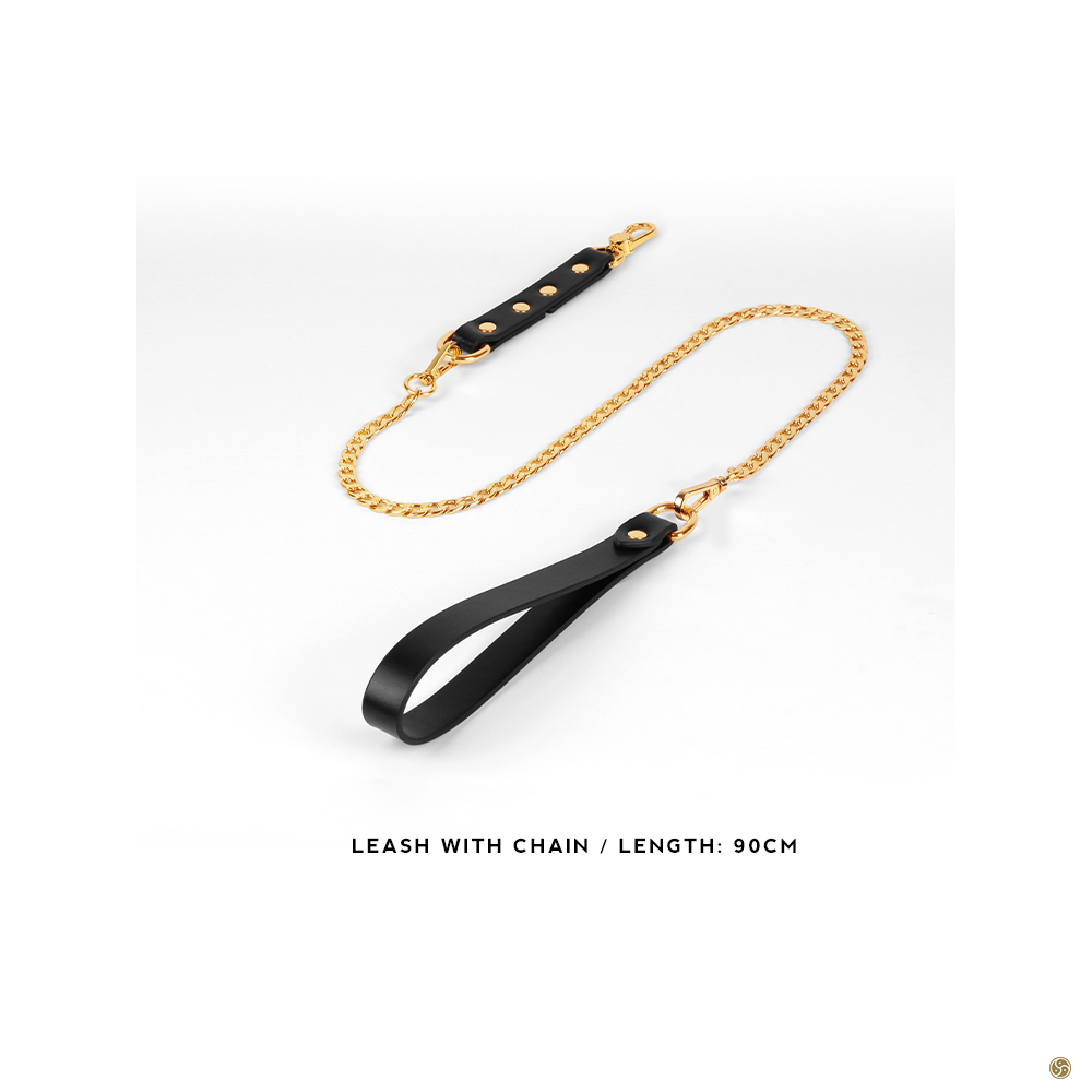 MissFun Luxury Leather Collar with Leash