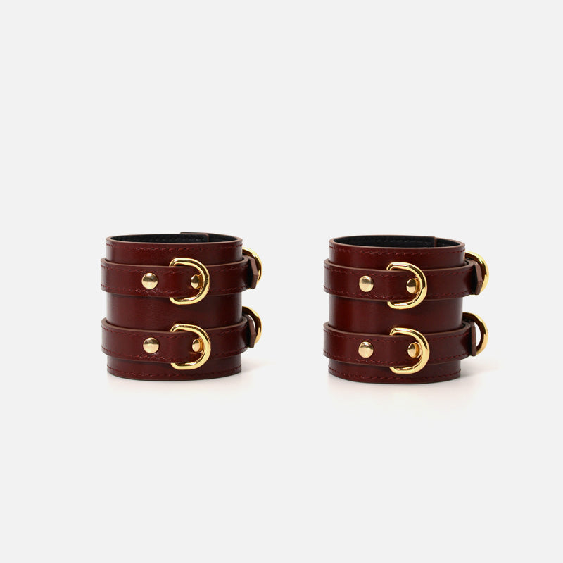 Double-Buckle Genuine Leather Wrist Cuffs