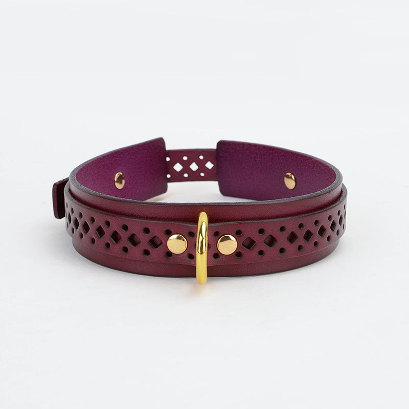 Hollow-Out Genuine Leather Restraint Set (5-Piece) with Metallic Chains