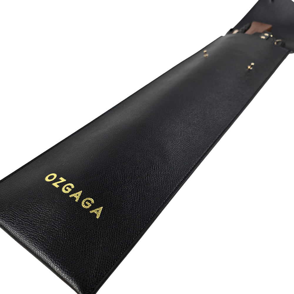 Deluxe BDSM Punisher Spanking Kit featuring impact play tools including a riding crop, spanking cane, leather paddle ruler, triple-layered spanking paddle, and a wooden-handle leather paddle, displayed with a black leather storage bag.