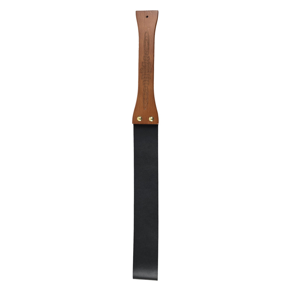 Deluxe BDSM Punisher Spanking Kit featuring a wooden-handle leather paddle