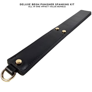 Deluxe BDSM Punisher Spanking Kit featuring a triple-layered spanking paddle