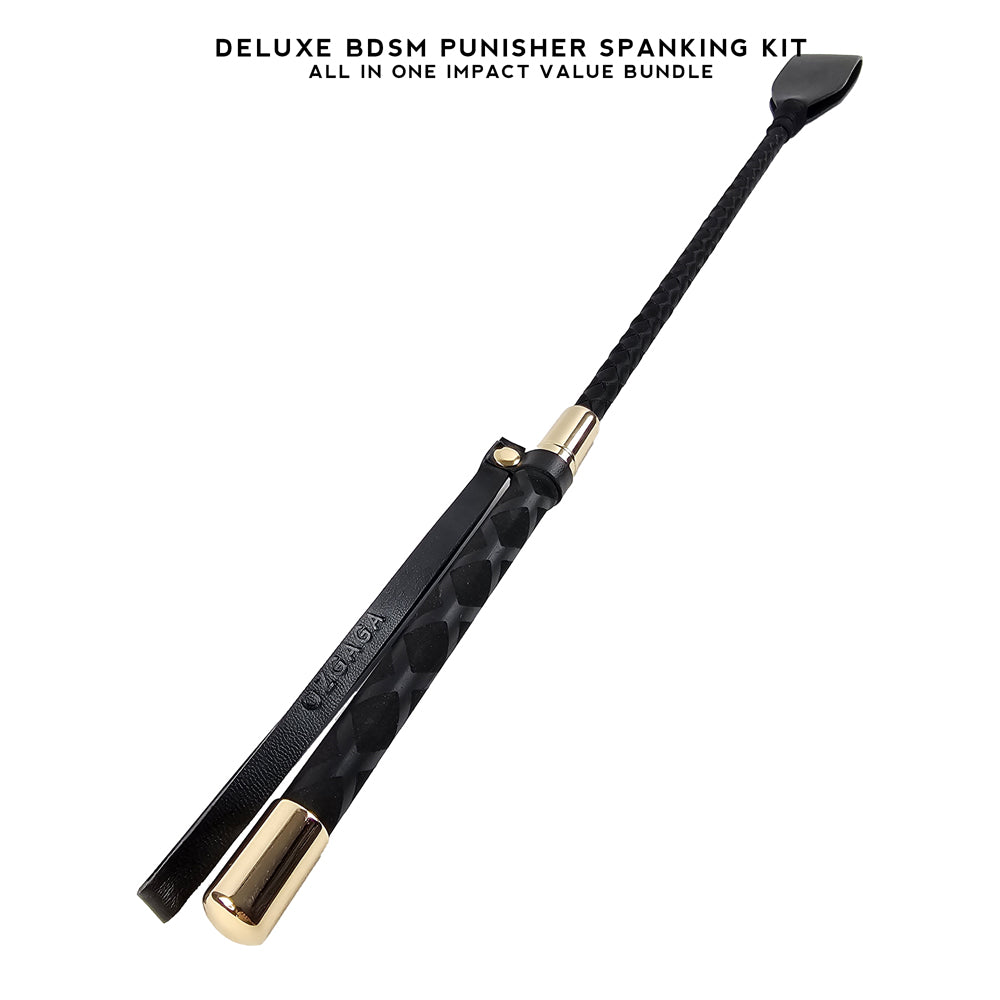 Deluxe BDSM Punisher Spanking Kit featuring a riding crop
