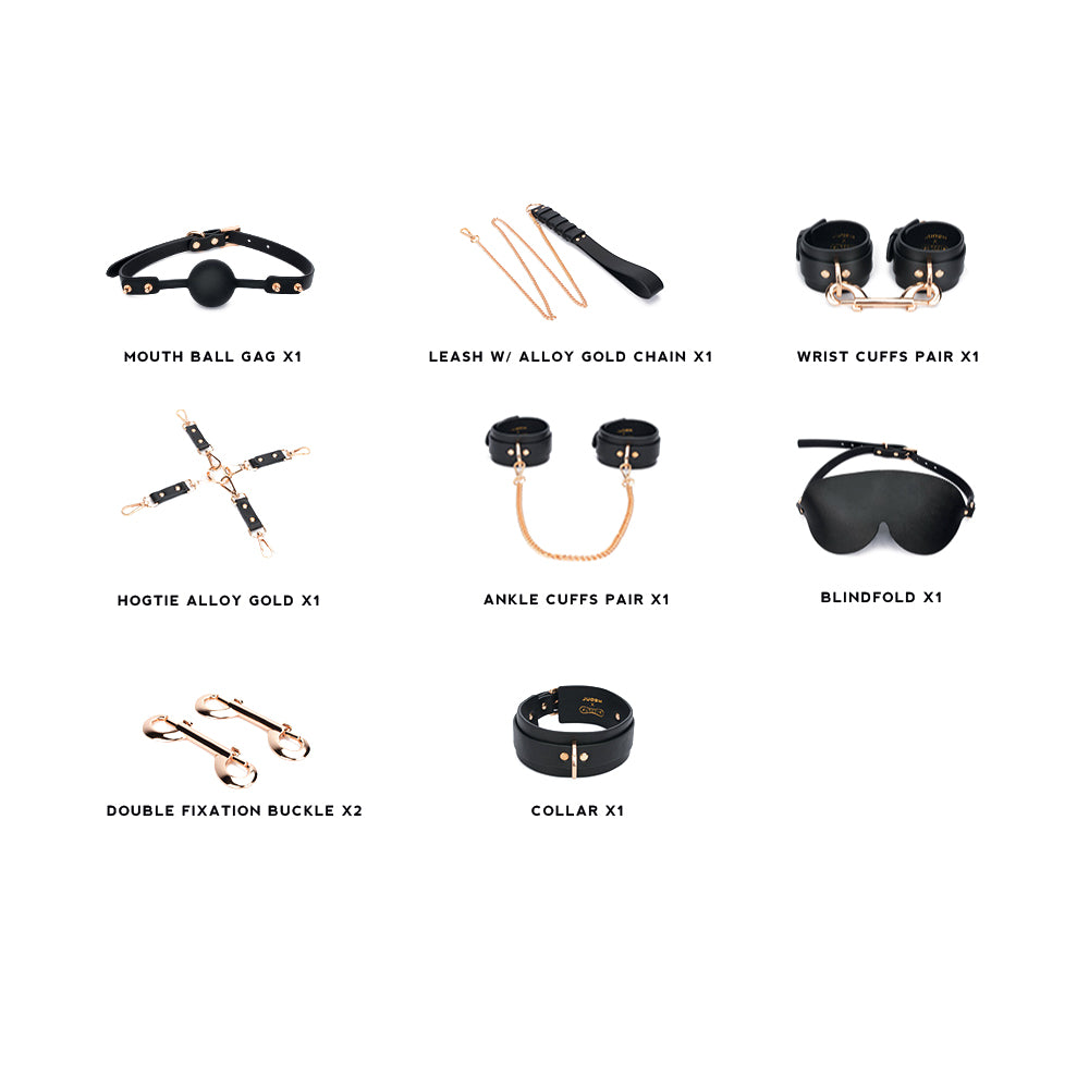 MISSFUN® Signature Collection Genuine Leather BDSM Restraint Kit (12 Pieces)