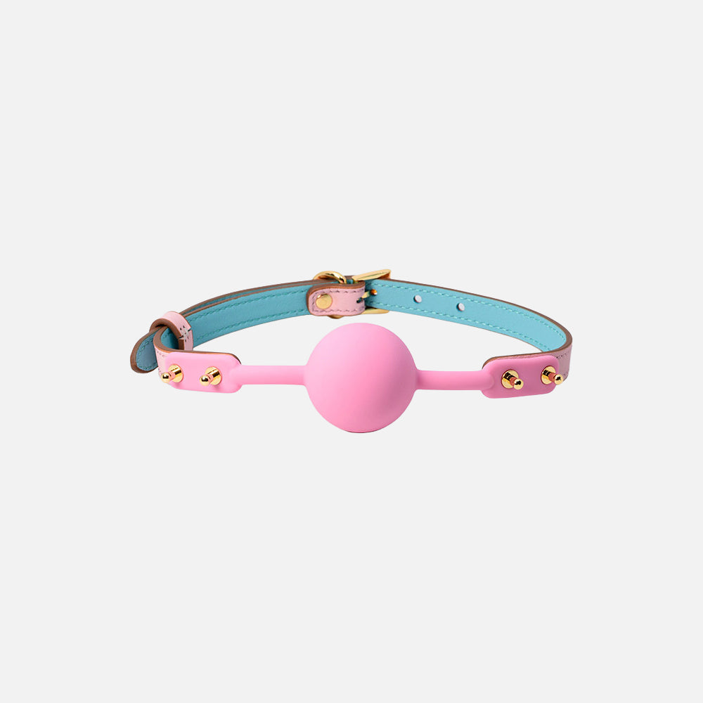 BDSM Solid Silicone Ball Gag with Genuine Leather Buckle Strap