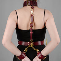 Deluxe Vegan Leather Bondage & Restraint Set Burgundy