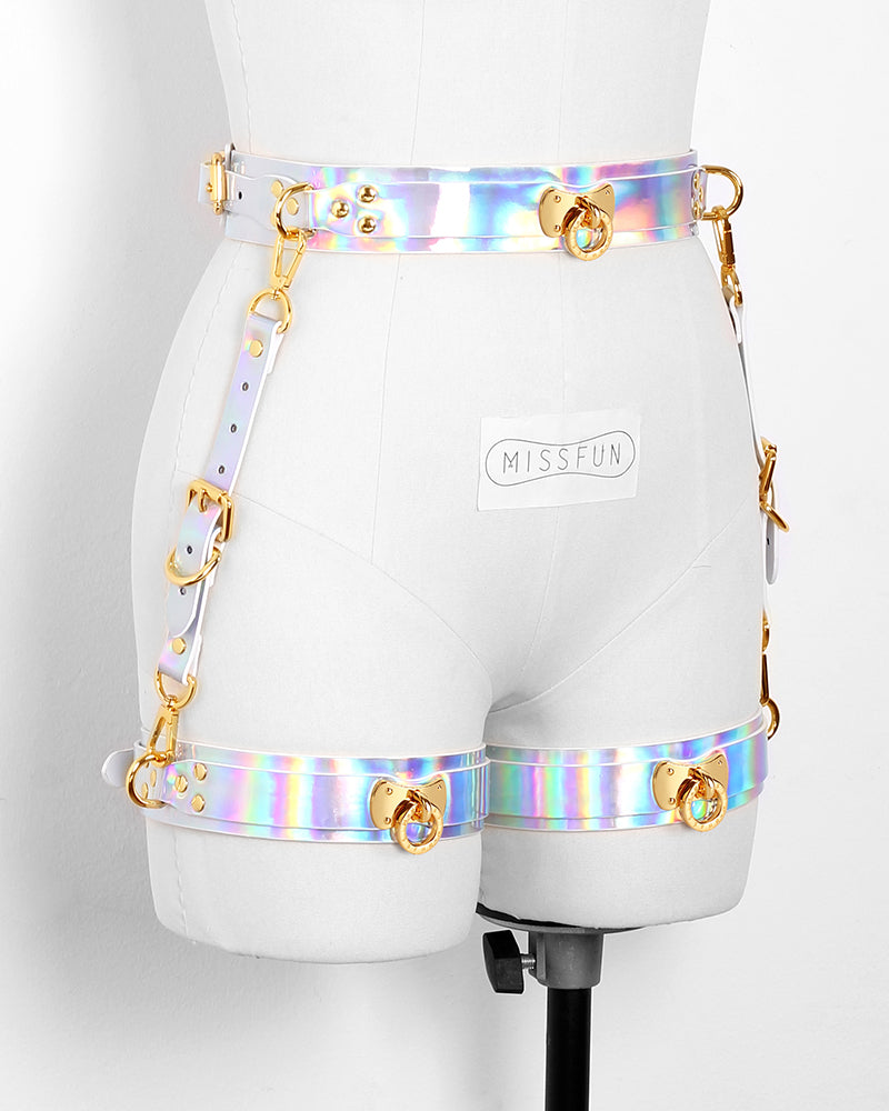 MISSFUN® Vegan Leather Body Harness with Belt & Thigh Garters (Aurora)