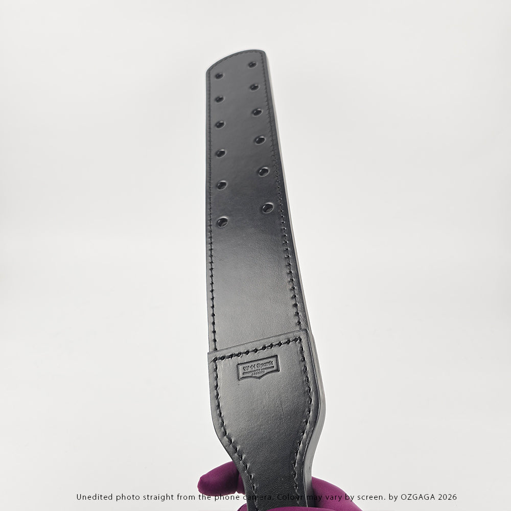 Black two-layer Italian leather Canadian Prison Strap with 12 holes