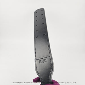 Black two-layer Italian leather Canadian Prison Strap with 12 holes