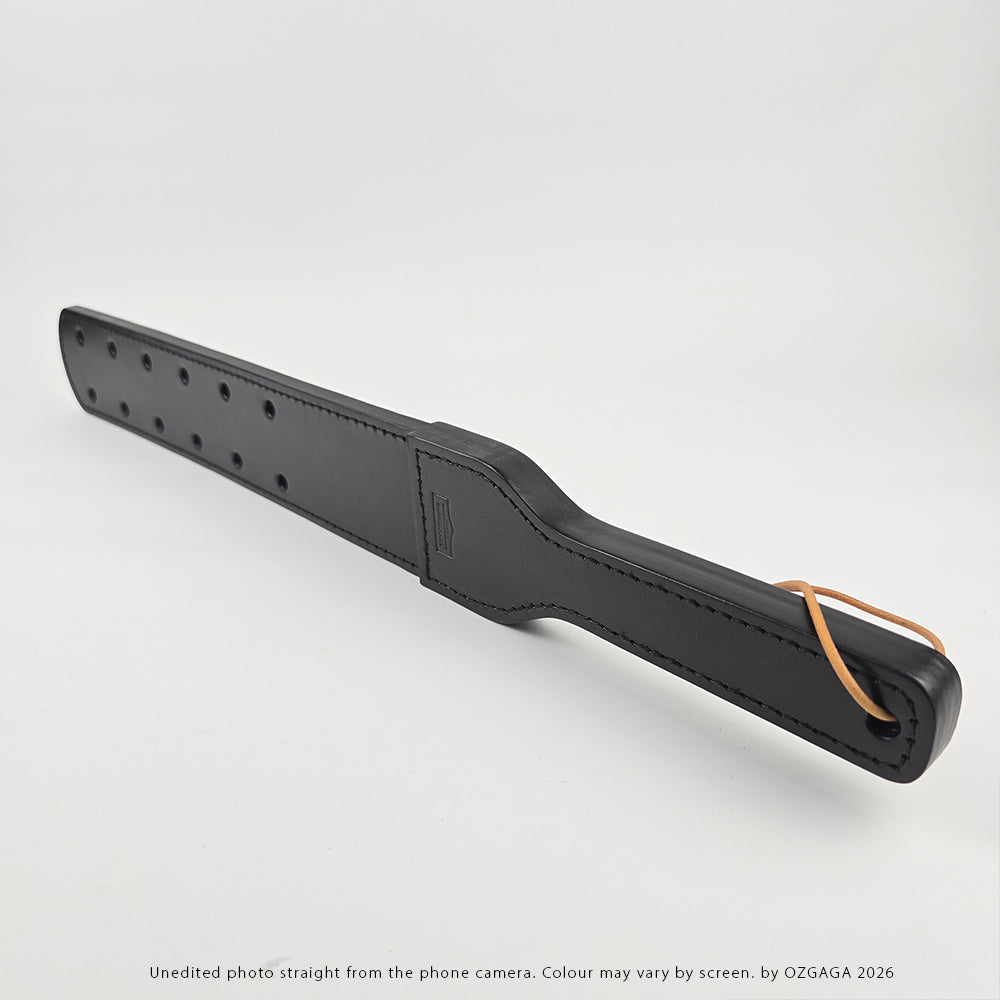 Black two-layer Italian leather Canadian Prison Strap with 12 holes