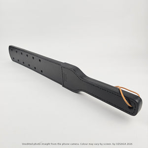 Black two-layer Italian leather Canadian Prison Strap with 12 holes