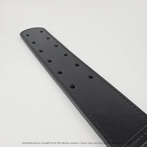 Black two-layer Italian leather Canadian Prison Strap with 12 holes