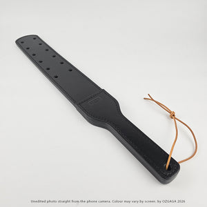 Black two-layer Italian leather Canadian Prison Strap with 12 holes