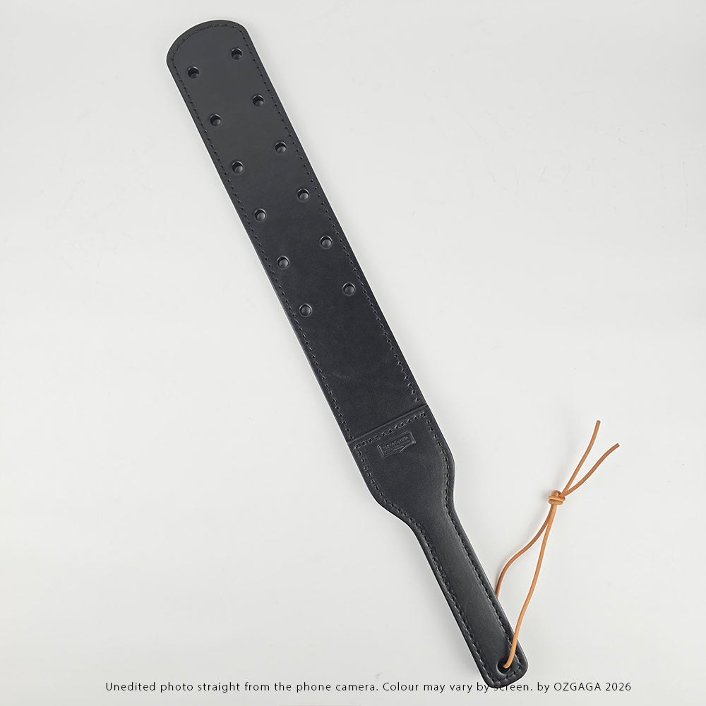 Black two-layer Italian leather Canadian Prison Strap with 12 holes