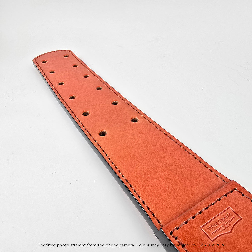 Dark Brown two-layer Italian leather Canadian Prison Strap with 12 holes