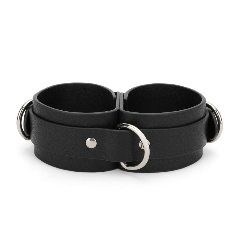 Vegan Leather BDSM Conjoined Wrist Cuffs