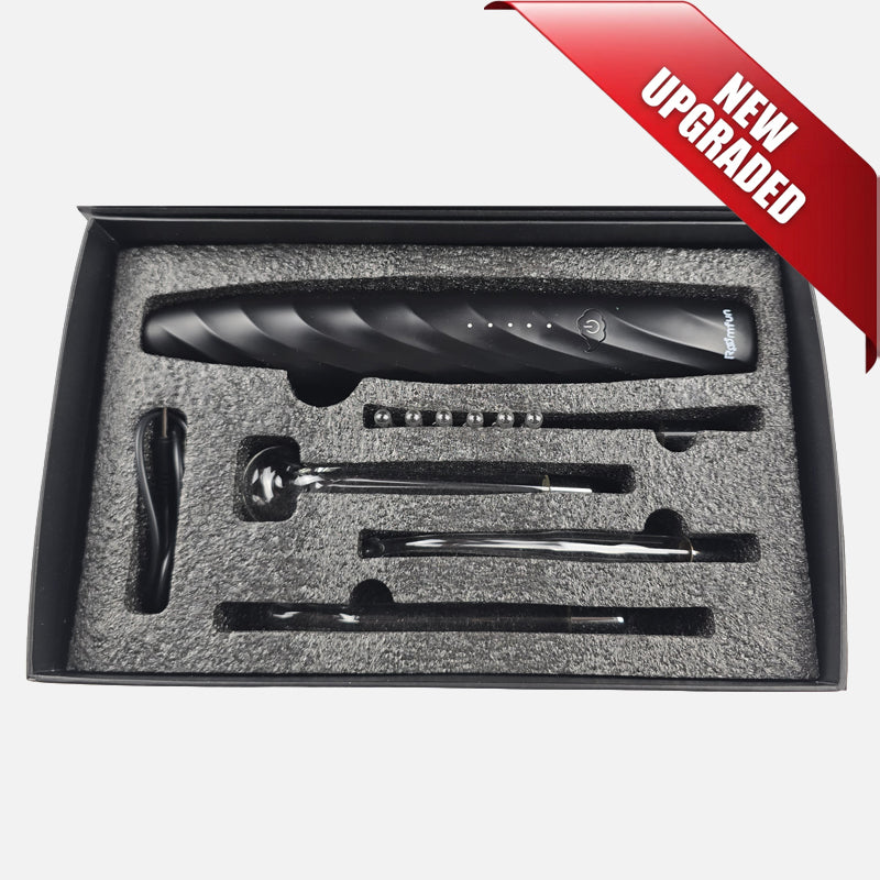 Cordless Electroplay Glass Wand E-Stim Set with 4 Interchangeable Heads