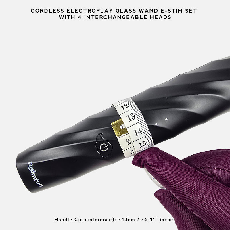 Cordless Electroplay Glass Wand E-Stim Set with 4 Interchangeable Heads