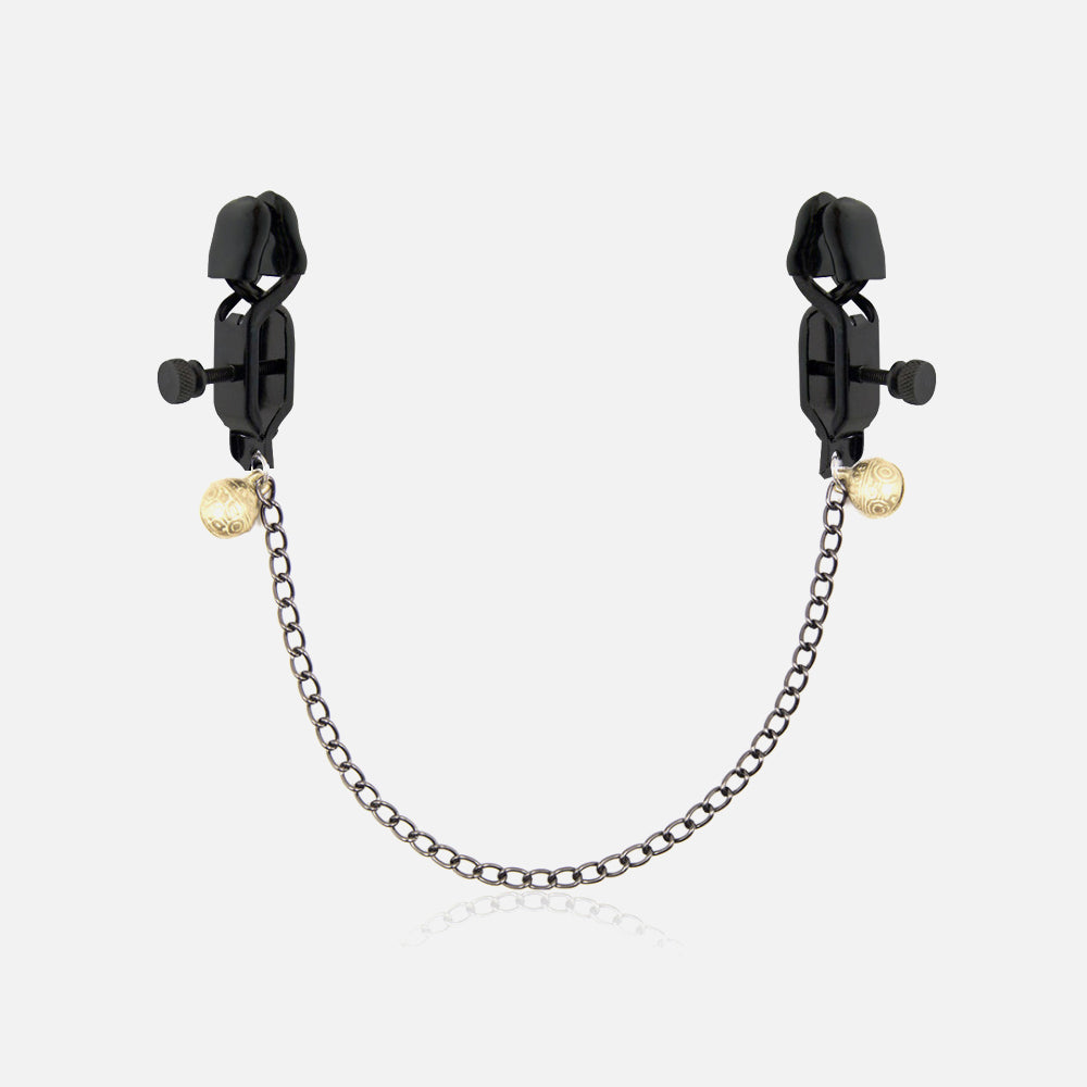Crocodile Nipple Labia Clamps with Brass Bells Chain
