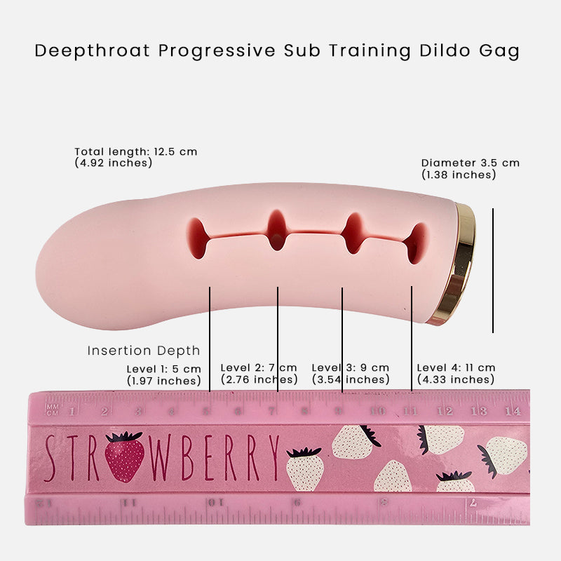 Progressive Deepthroat Sub Training Dildo Gag with Adjustable Depth