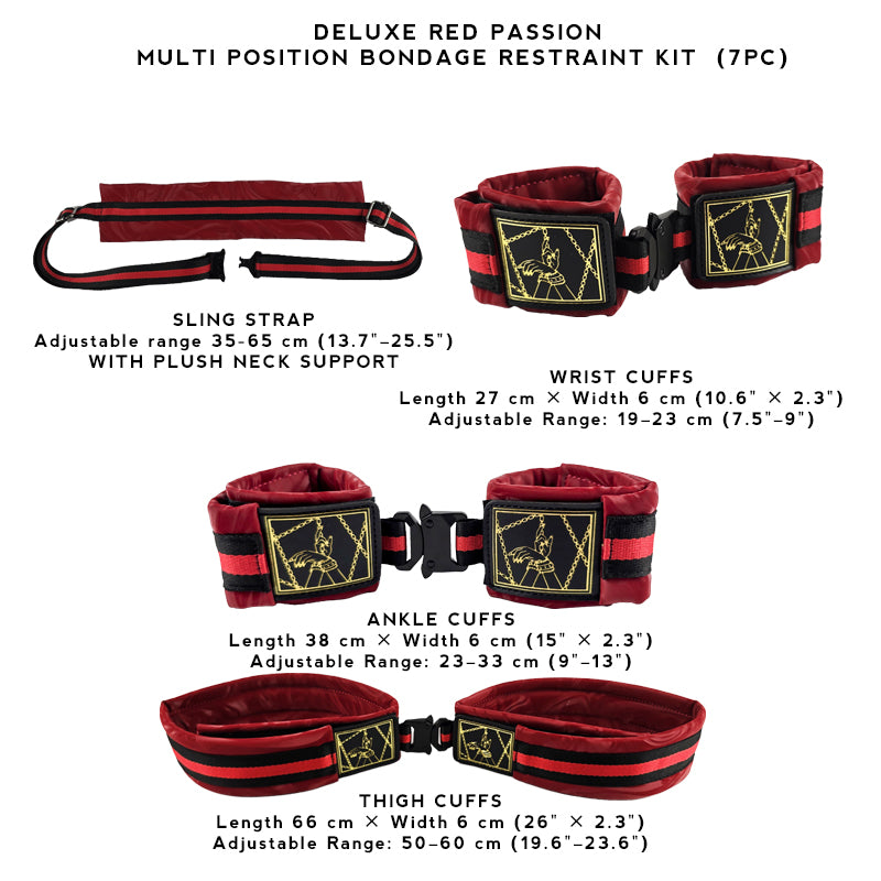 Deluxe Red Passion Multi-Position Bondage Restraint Kit (7pc)