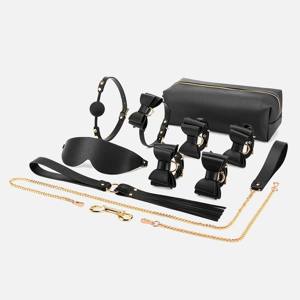 Premium Vegan Leather Bowtie Bondage Set (9 Pieces)