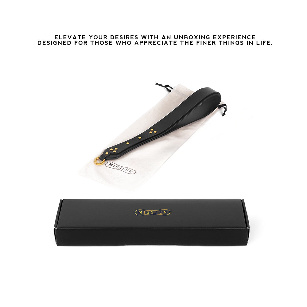 MISSFUN® Luxury High Impact Genuine Leather Paddle (Black)