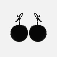 Adjustable Nipple Clamps with Black Fur Pompoms