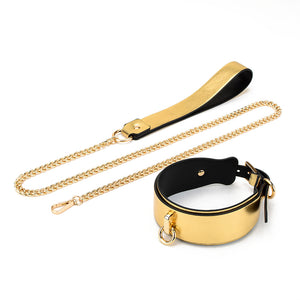 Golden Kinky Kitten Submissive Collar and Cuffs BDSM Kit, Includes Mask, Leash, and Adjustable Restraints