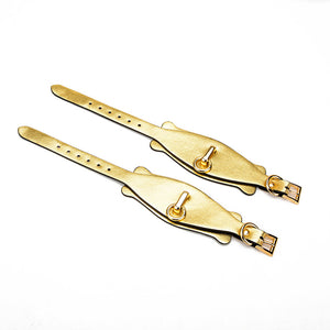 Golden Kinky Kitten Submissive Collar and Cuffs BDSM Kit, Includes Mask, Leash, and Adjustable Restraints